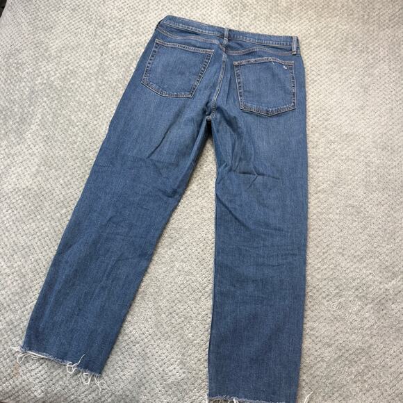 $268 Rag & Bone Harlow Mid-Rise Ankle Raw Hem Straight Jeans Womens 32 Blue - Picture 5 of 7